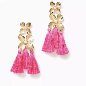 Lilly Pulitzer Via Flora Roxie Pink Tassel Earrings New